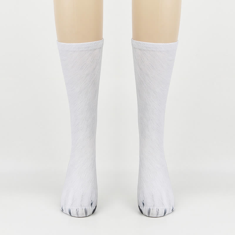 Polar Bear Fox Leopard Paws Quarter Socks(3 Pairs) - Polar Bear - EU38-44(US5-10) - image 1