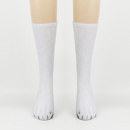 Polar Bear Fox Leopard Paws Quarter Socks(3 Pairs) - Polar Bear - EU38-44(US5-10) - image 1