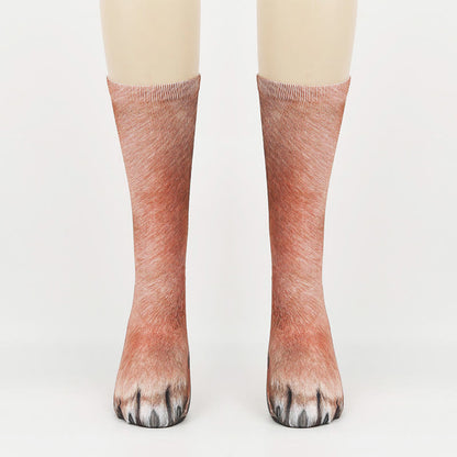 Polar Bear Fox Leopard Paws Quarter Socks(3 Pairs) - Fox - EU38-44(US5-10) - image 3