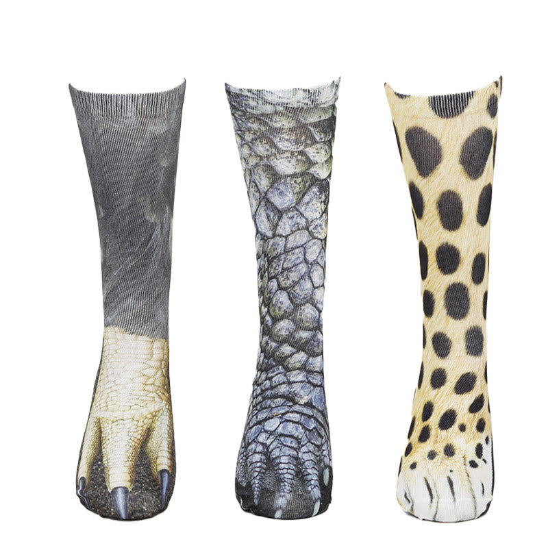 Eagle Lizard Leopard Paws Quarter Socks(3 Pairs) - Multicolor - EU38-44(US5-10) - image 0
