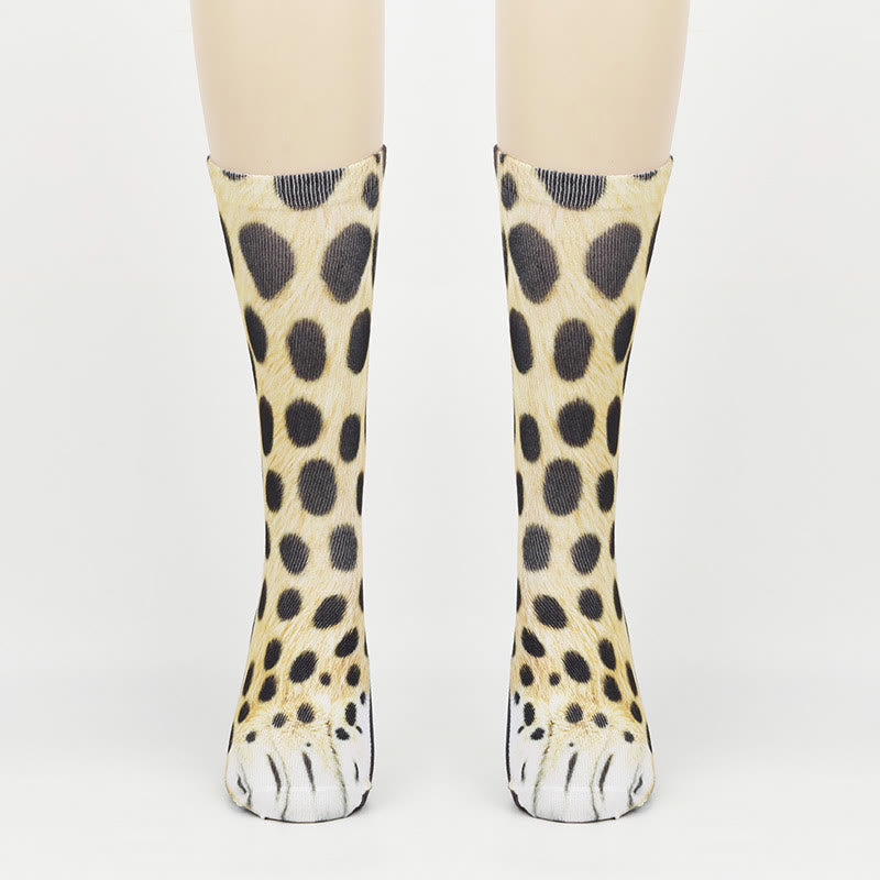 Eagle Lizard Leopard Paws Quarter Socks(3 Pairs) - Leopard - EU38-44(US5-10) - image 1