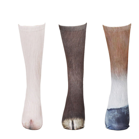 Plus Size Pig Donkey Horse Quarter Socks(3 Pairs) - Multicolor - EU38-44(US5-10) - image 1
