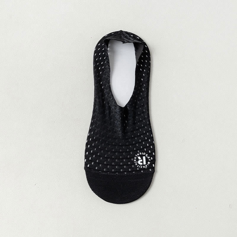 Solid Color Mesh No Show Socks(6 Pairs) - Black - EU39-44(US6-10) - image 10