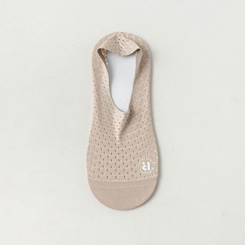 Solid Color Mesh No Show Socks(6 Pairs) - Khaki - EU39-44(US6-10) - image 12