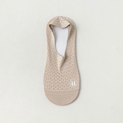 Solid Color Mesh No Show Socks(6 Pairs) - Khaki - EU39-44(US6-10) - image 12