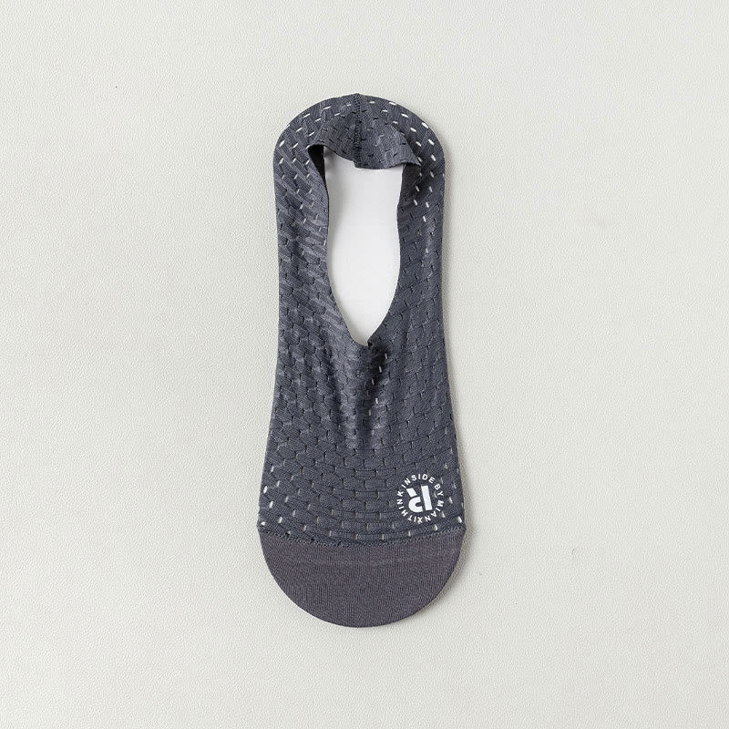 Solid Color Mesh No Show Socks(6 Pairs) - Grey - EU39-44(US6-10) - image 13