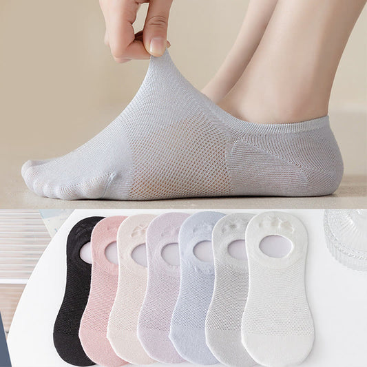 Soft Solid Color No Show Socks(7 Pairs) - Multicolor - EU37-40(US4-7) - image 0
