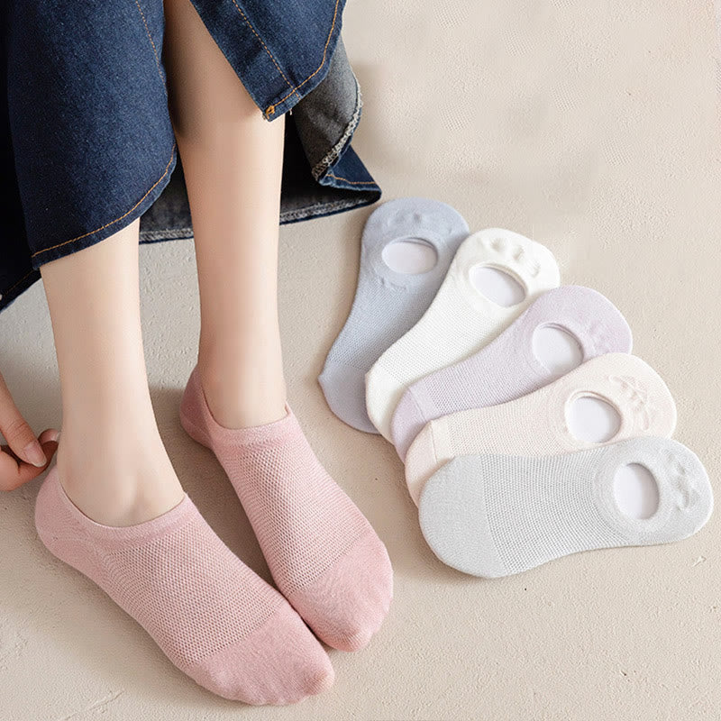 Soft Solid Color No Show Socks(7 Pairs) - image 6