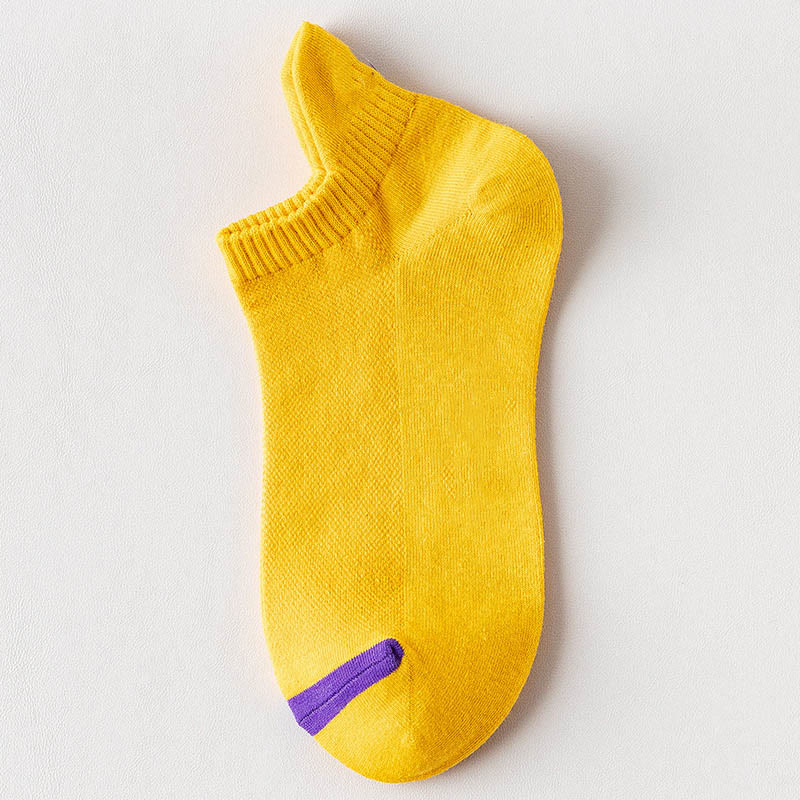 Plus Size Multicolor Mesh Ankle Compression Socks(10 Pairs) - Yellow - EU39-44(US6-10) - image 2