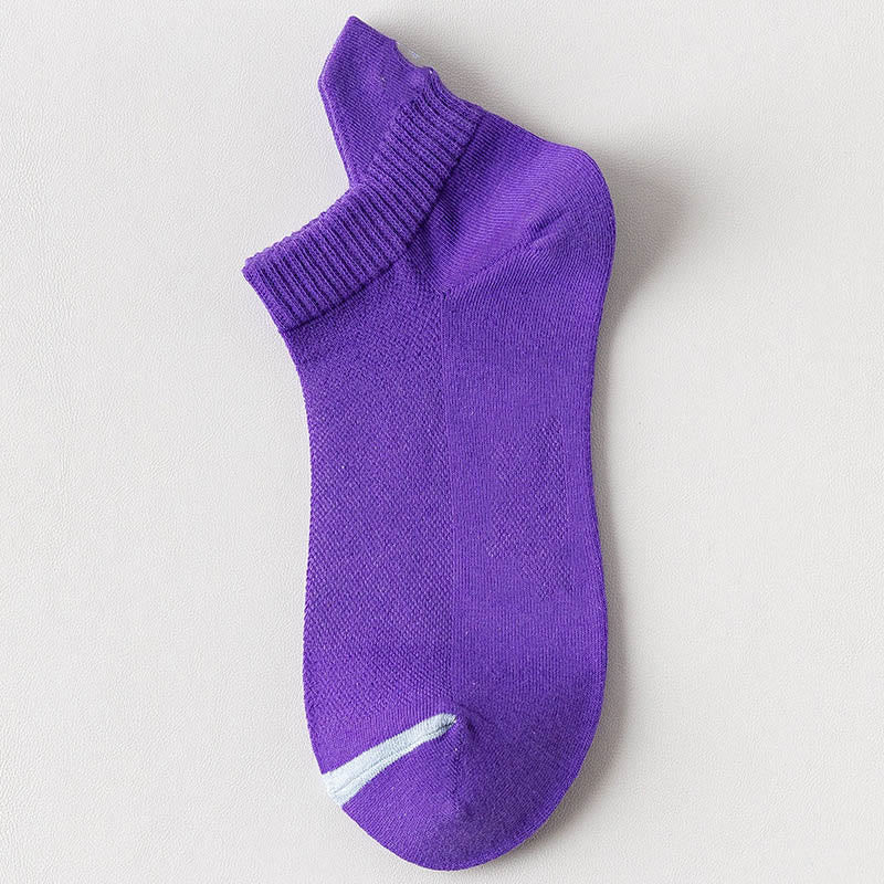 Plus Size Multicolor Mesh Ankle Compression Socks(10 Pairs) - Purple - EU39-44(US6-10) - image 4