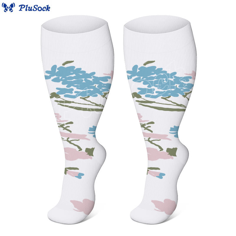 Plus Size Flower Butterfly Compression Socks(4 Pairs) - image 5