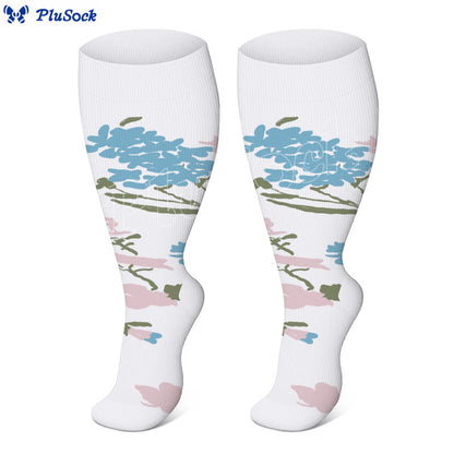 Plus Size Flower Butterfly Compression Socks(4 Pairs) - image 5