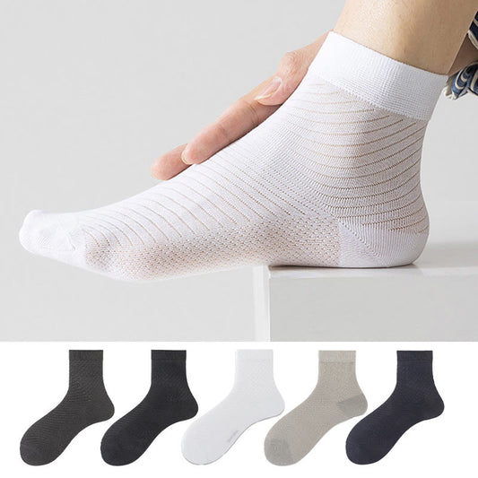 Ice Silk Quarter Socks(5 Pairs) - Multicolor - EU38-44(US5-10) - image 0