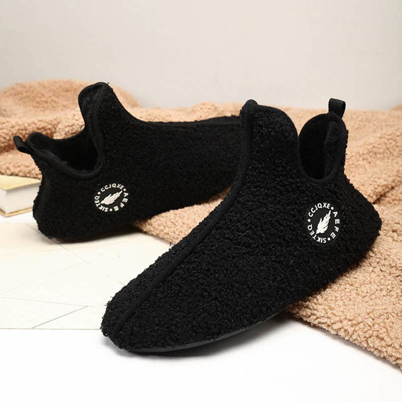 Plus Size Solid Color Plush Ankle Slipper Socks - Black - 3XL - image 6