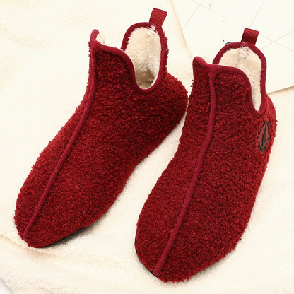 Plus Size Solid Color Plush Ankle Slipper Socks - Wine - 3XL - image 11