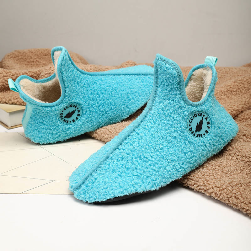 Plus Size Solid Color Plush Ankle Slipper Socks - Lake Blue - 3XL - image 8