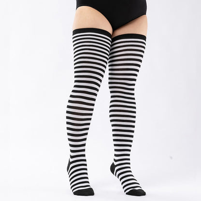 Plus Size Stripe Thigh High Socks(2 Pairs) - image 12