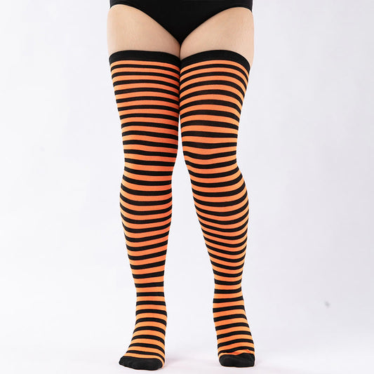 Plus Size Stripe Thigh High Socks(2 Pairs) - image 1