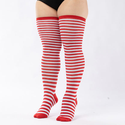 Plus Size Stripe Thigh High Socks(2 Pairs) - image 13