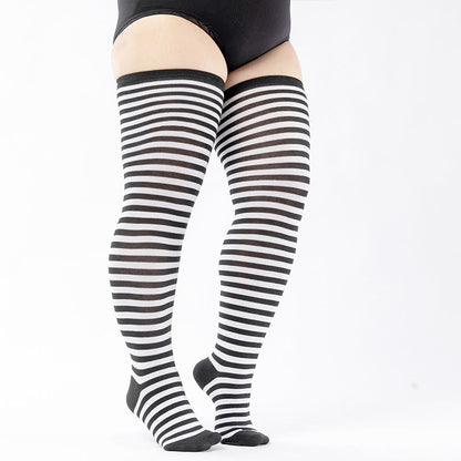 Plus Size Stripe Thigh High Socks(2 Pairs) - image 9