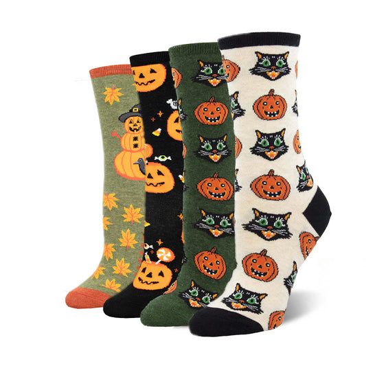 Funny Halloween Crew Socks(4 Pairs) - Multicolor - EU36-42(US3-8.5) - image 0