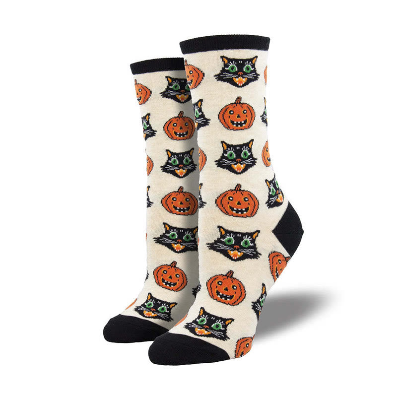 Funny Halloween Crew Socks(4 Pairs) - Apricot - EU36-42(US3-8.5) - image 3