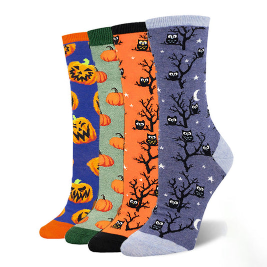 Creative Halloween Pattern Crew Socks(4 Pairs) - Multicolor - EU36-42(US3-8.5) - image 0
