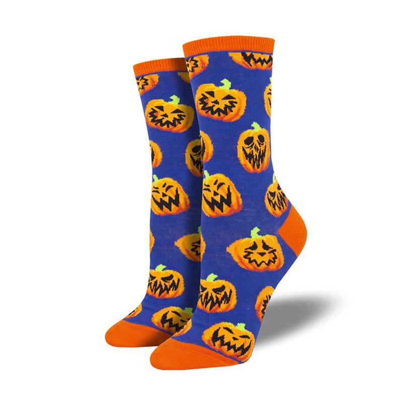 Creative Halloween Pattern Crew Socks(4 Pairs) - Purple - EU36-42(US3-8.5) - image 1
