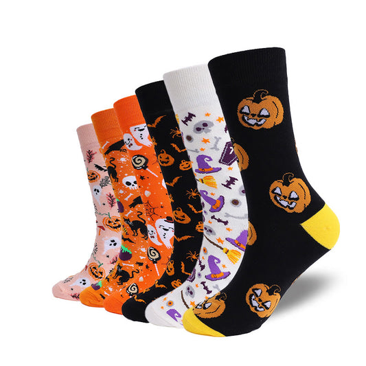 Pumpkin Skull Halloween Crew Socks(3 Pairs) - Multicolor(6 Pairs) - EU39-47(US6-12.5) - image 0