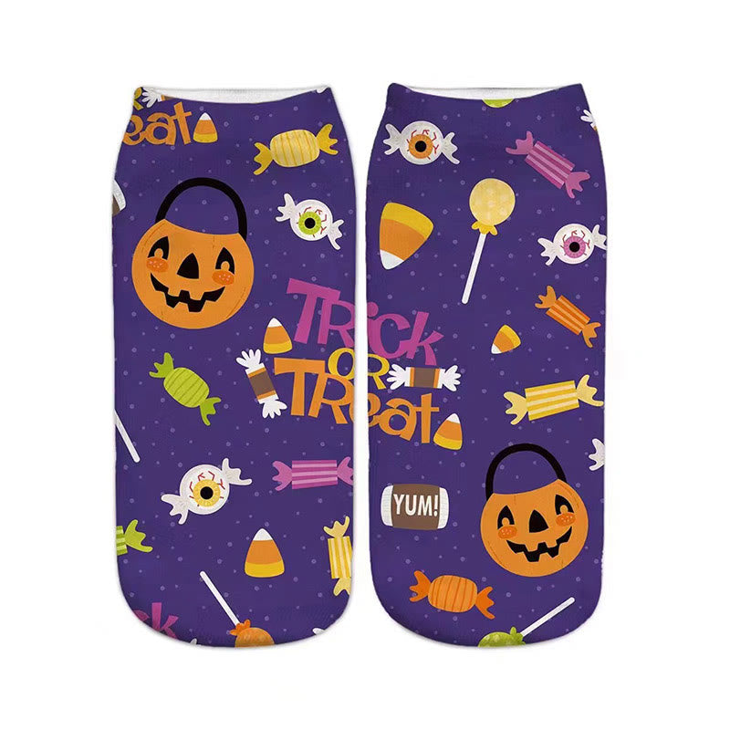 3D Halloween Quarter Socks(5 Pairs) - image 1