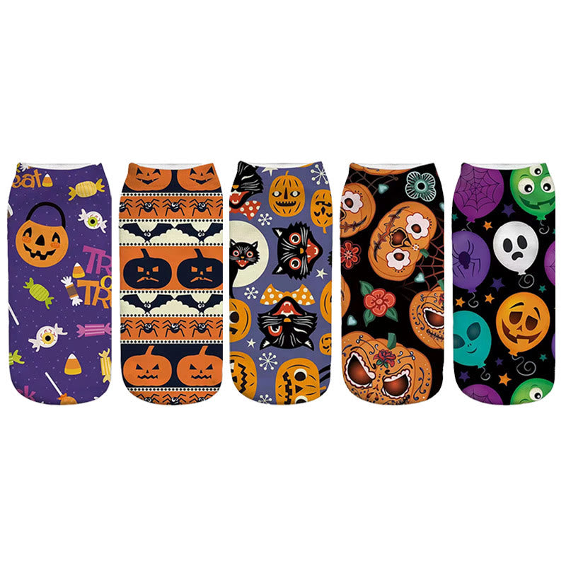 3D Halloween Quarter Socks(5 Pairs) - Multicolor - EU36-44(US3-10) - image 0
