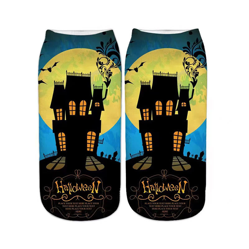Pumpkin Haunted House Quarter Socks(5 Pairs) - image 5