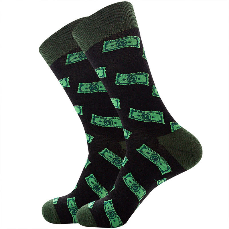 Plus Size Dollar Skull Crew Socks(4 Pairs)