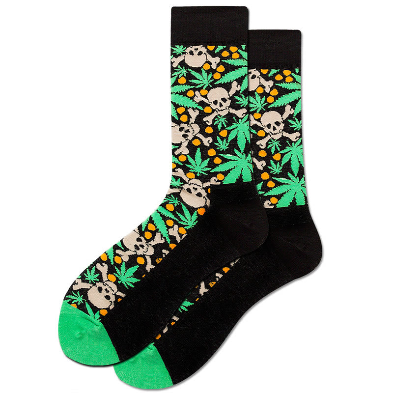Plus Size Dollar Skull Crew Socks(4 Pairs)