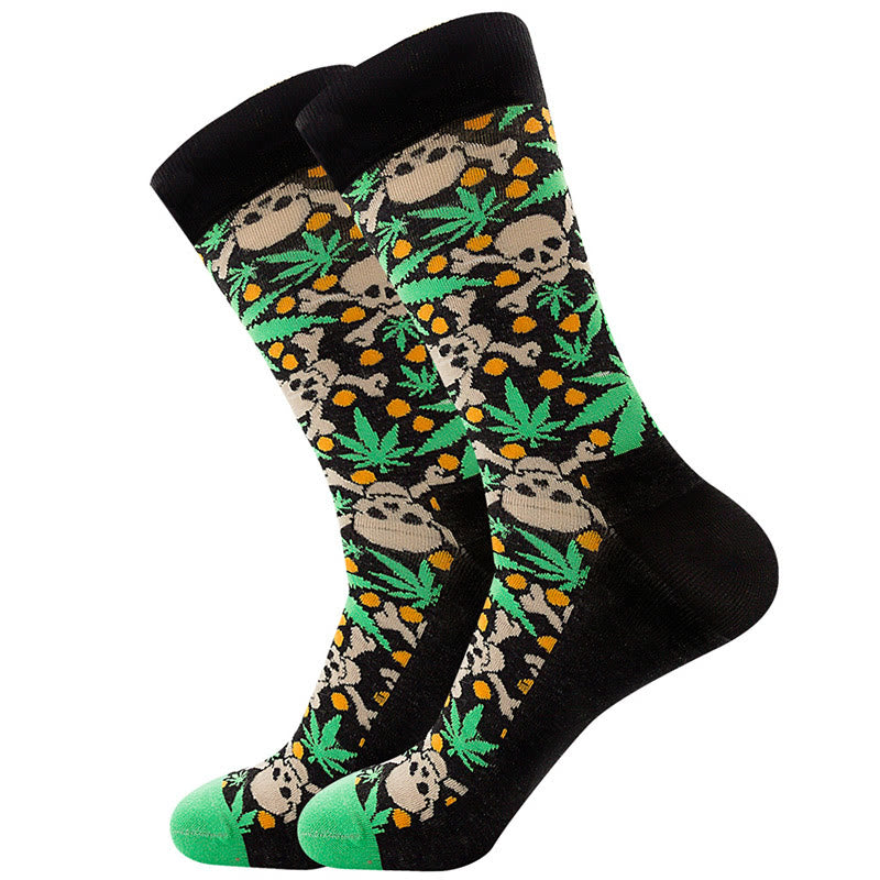 Plus Size Dollar Skull Crew Socks(4 Pairs)