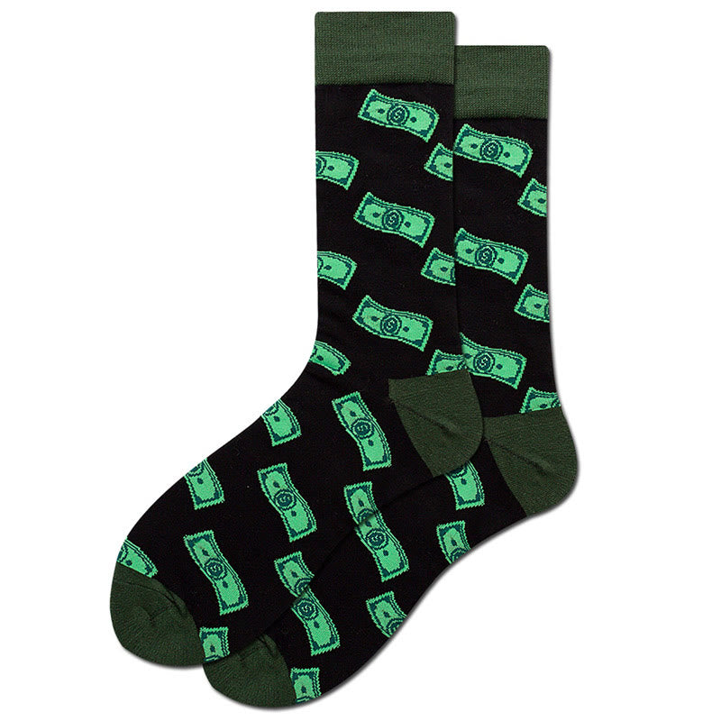 Plus Size Dollar Skull Crew Socks(4 Pairs)