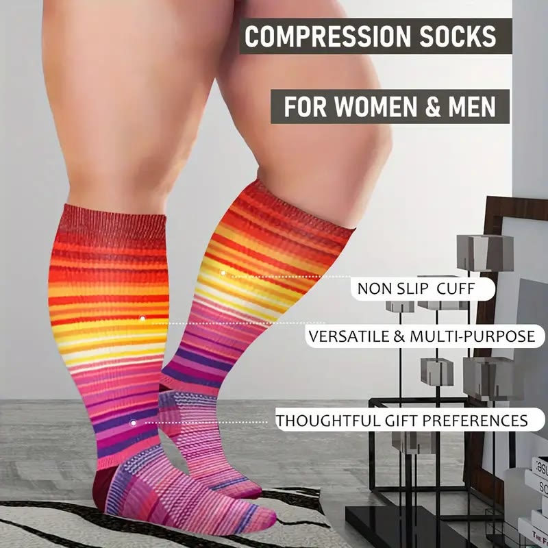 Plus Size Fashion Design Compression Socks(3 Pairs) - image 3