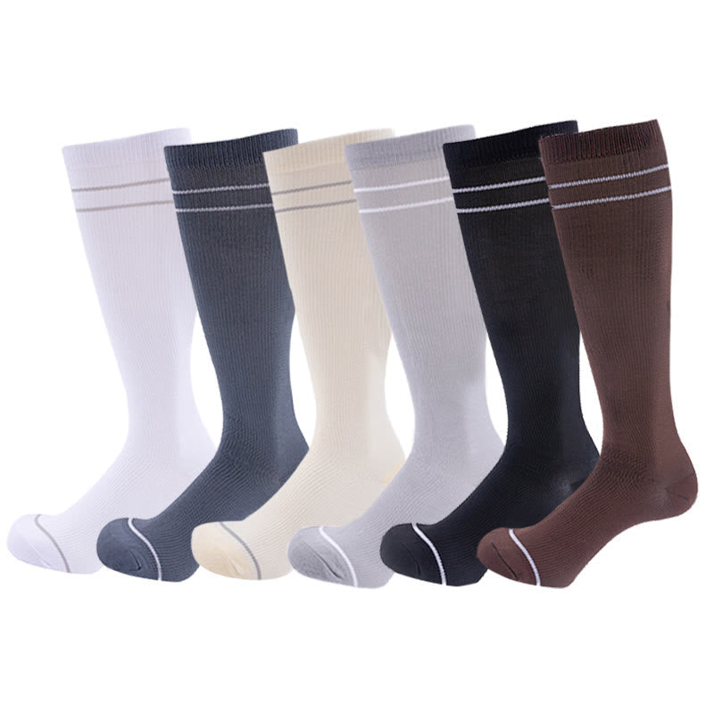 Classic Solid Color Compression Socks(6 Pairs) - Multicolor - S/M - image 0