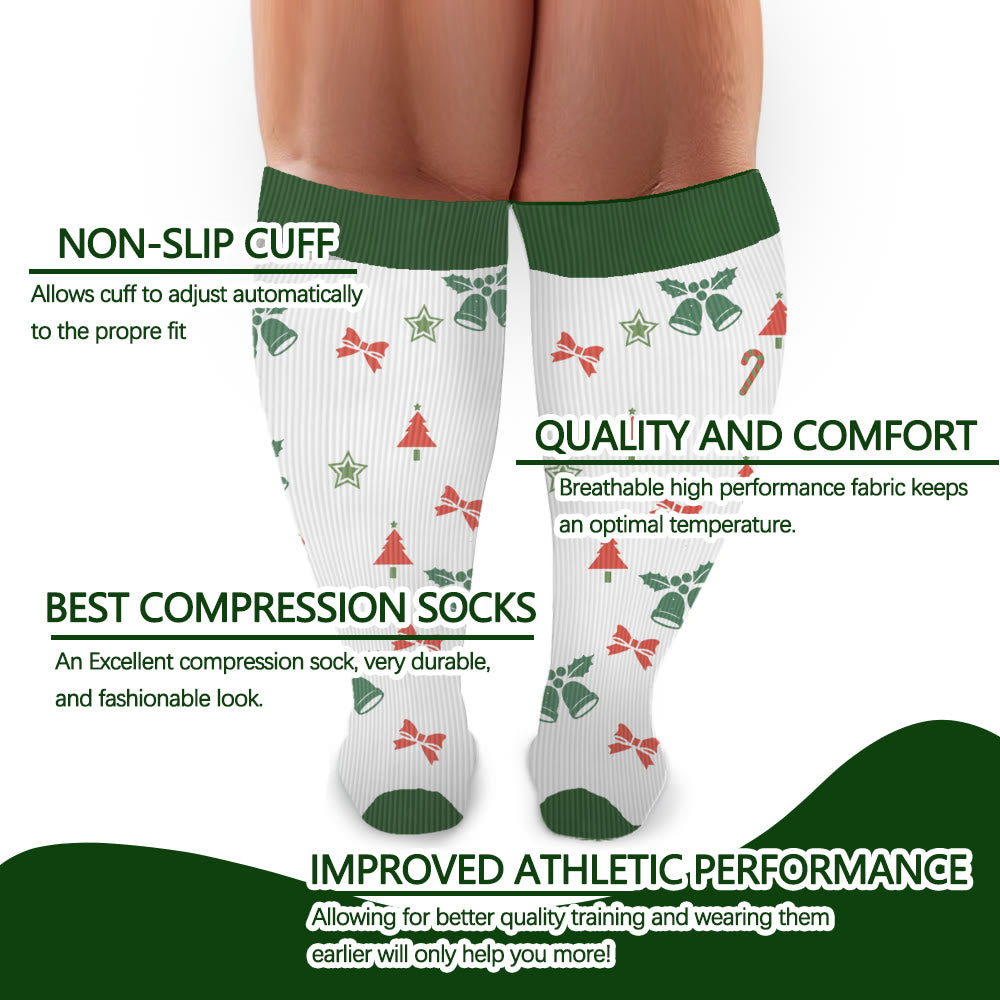 Plus Size Bell Gingerbread Man Compression Socks(3 Pairs) - image 5