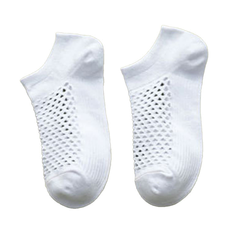 Mesh Solid Color Soft Ankle Socks(10 Pairs) - White - EU39-44(US6-10) - image 9