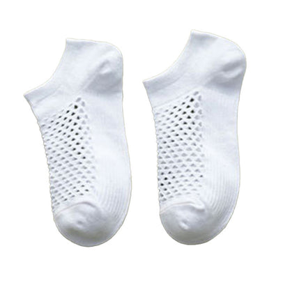 Mesh Solid Color Soft Ankle Socks(10 Pairs) - White - EU39-44(US6-10) - image 9