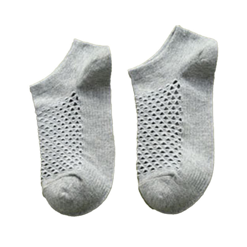 Mesh Solid Color Soft Ankle Socks(10 Pairs) - Grey - EU39-44(US6-10) - image 13