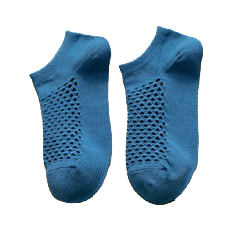 Mesh Solid Color Soft Ankle Socks(10 Pairs) - Blue - EU39-44(US6-10) - image 12
