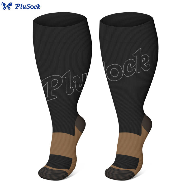 Plus Size Black Brown Compression Socks - image 0
