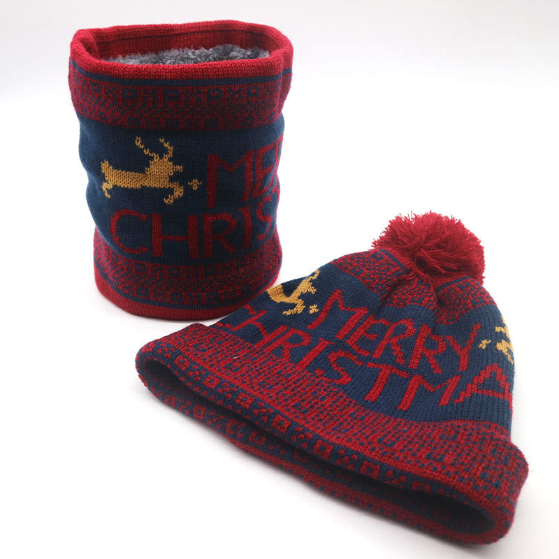 Christmas Beanie Scarf 2 in 1 Set - Wine - One Size - image 7