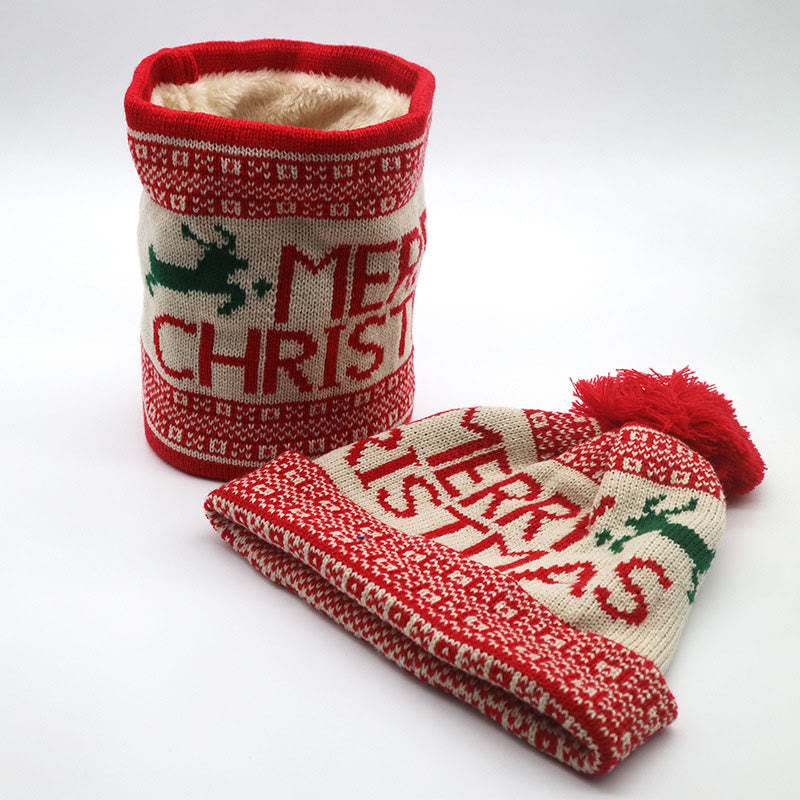 Christmas Beanie Scarf 2 in 1 Set - Red - One Size - image 12