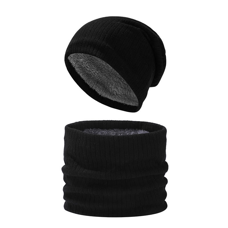 Solid Color Simple Knit Beanie Scarf 2 In 1 Set - Black - One Size - image 11