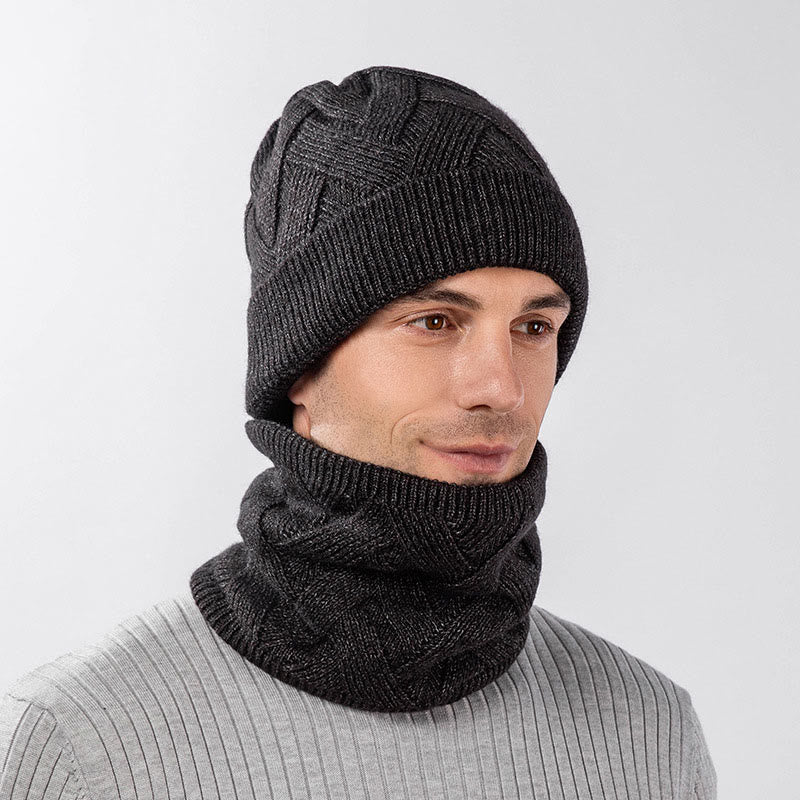 Solid Color Simple Knit Beanie Scarf 2 In 1 Set - image 0