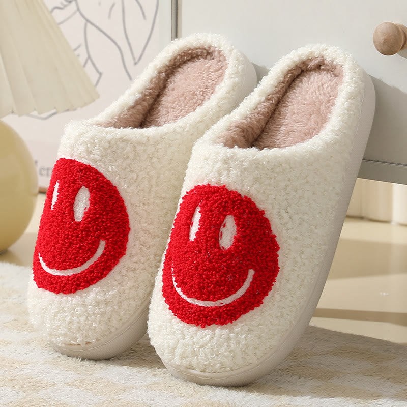 Plus Size Anti Slip Smiley Face Slippers - Red - US 11-12 - image 0