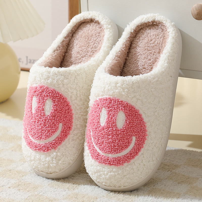 Plus Size Anti Slip Smiley Face Slippers - Pink - US 11-12 - image 4